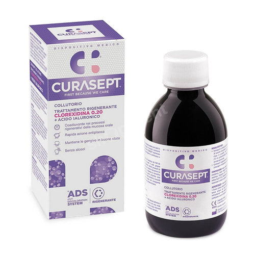 CURASEPT ADS220 Regenerative - Regenerujący płyn do płukania jamy ustnej z chlorheksydyną i kwasem hialuronowym na dziąsła 200 ml