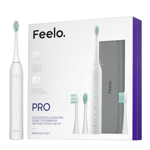 Feelo PRO White Premium Set szczoteczka soniczna z etui i 4 końcówkami