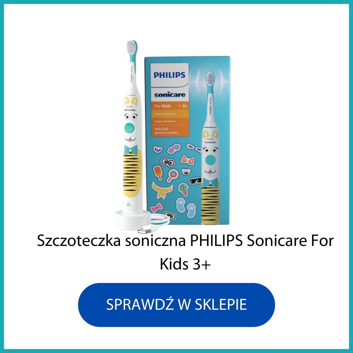 Philips Sonicare For Kids szczoteczka soniczna dla dzieci z naklejkami zwierzeta domowe