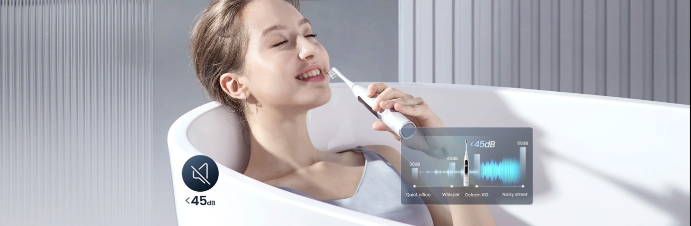 Oclean X10 szczoteczka soniczna bardzo cicha praca