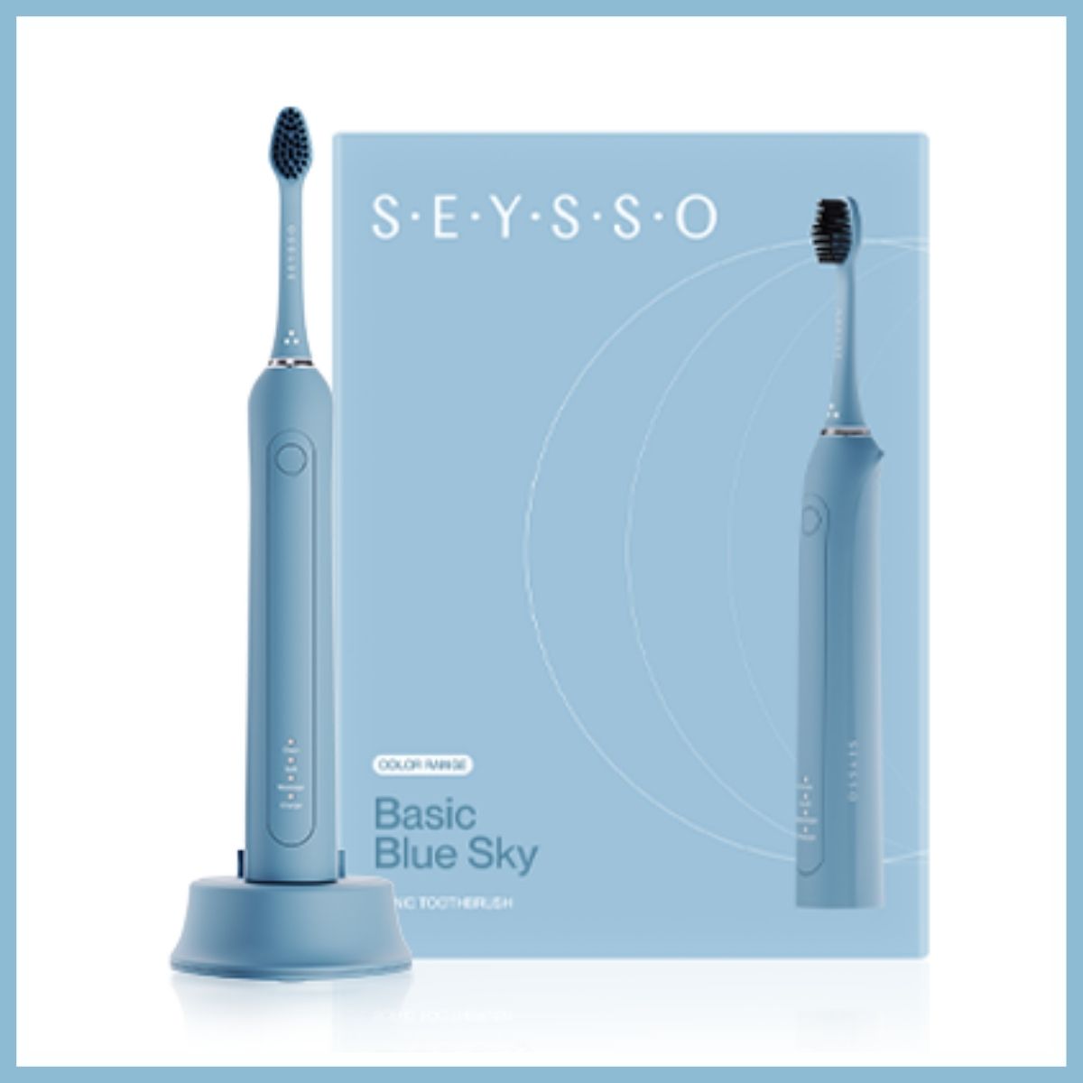 SEYSSO Color Basic Blue Sky szczoteczka soniczna jasnoniebieska zawartość opakowania