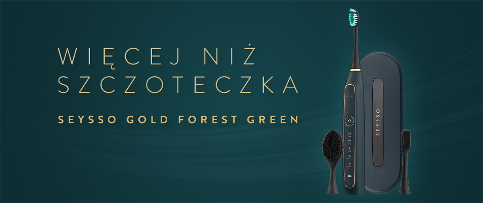 SEYSSO Gold Forest Green szczoteczka soniczna do zębów z końcówką do czyszczenia twarzy i języka