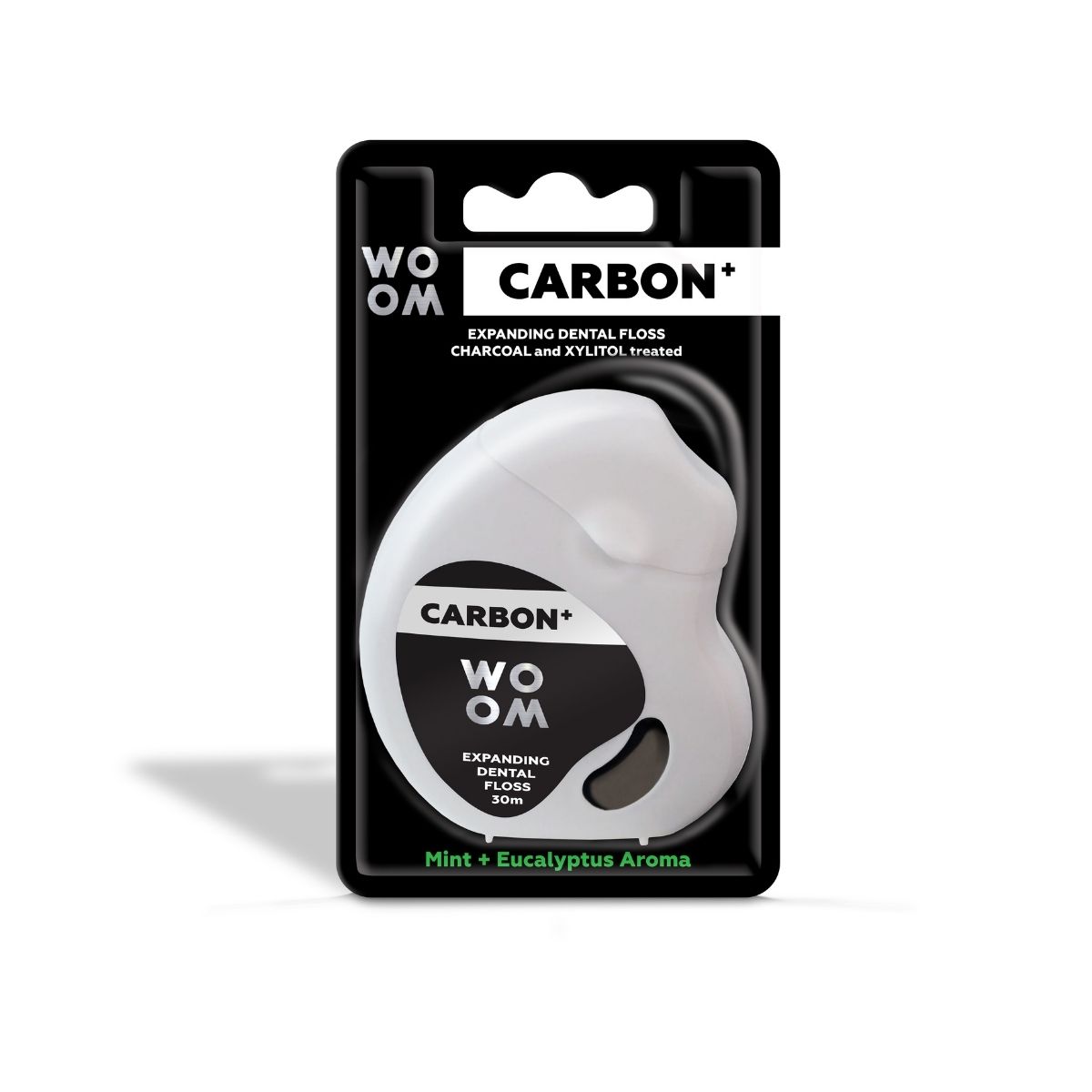 Woom Carbon+ peczniejąca woskowana nic dentystyczna z aktywnym węglem