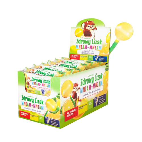 Zdrowy lizak Mniam-Mniam o smaku cytrynowym (kulka) 1 sztuka