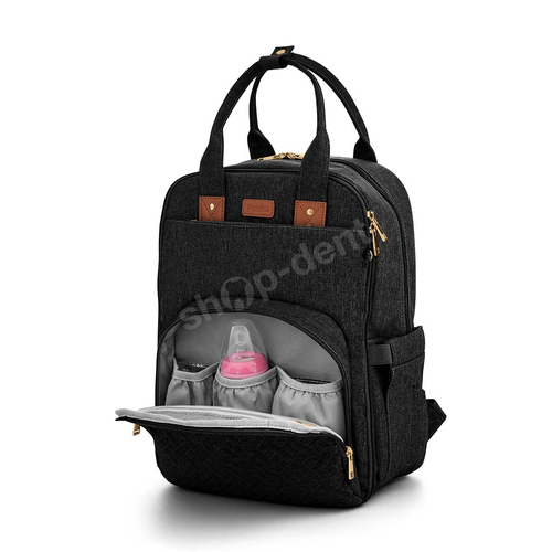 Feelo Mom Backpack Black plecak dla mamy z matą do przewijania do wózka czarny