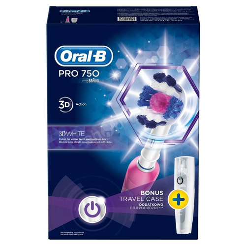 Szczotka elektryczna ORAL-B Braun Pro 750 Pink z etui podróżnym