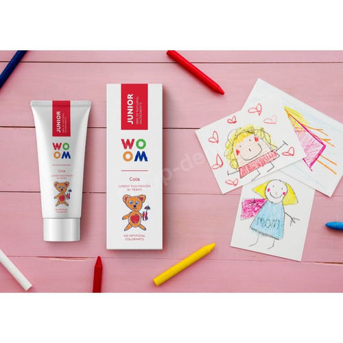 WOOM Junior Cola Naturalna pasta do zębów dla dzieci 6+ z fluorem o smaku coli 50 ml