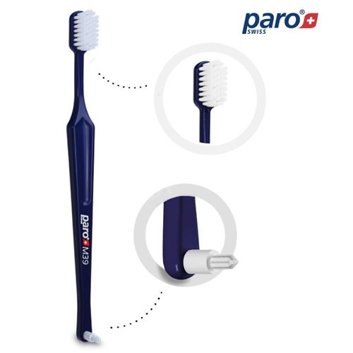 Paro Classic 2w1 M39 - Średnio twarda szczoteczka do zębów ze szczoteczką międzyzębową
