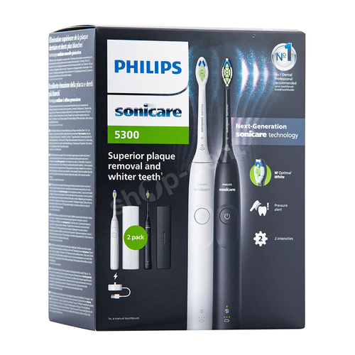 PHILIPS SONICARE HX7109/01 Next Generation 5300 DUO White/Black Zestaw dwóch szczoteczek sonicznych z etui