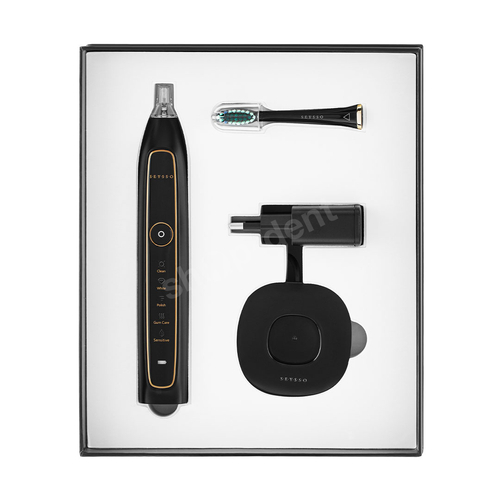 Zestaw SEYSSO Gold Black SC szczoteczka soniczna biała i pasta Advanced Whitening