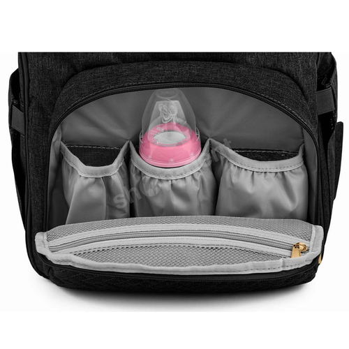 Feelo Mom Backpack Black plecak dla mamy z matą do przewijania do wózka czarny