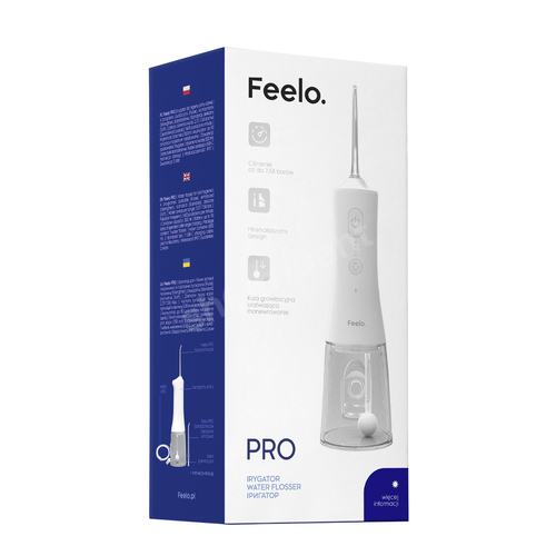 Zestaw Feelo PRO White Irygator bezprzewodowy do zębów i płyn do odkamieniania irygatorów