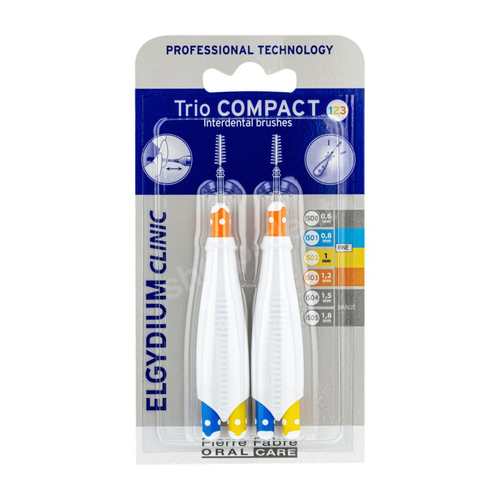 ELGYDIUM Clinic Trio Compact ISO 123 Fine - szczoteczki międzyzębowe wąskie 6 sztuk + 2 uchwyty