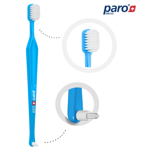 Paro Classic 2w1 S39 - Miękka szczoteczka do zębów ze szczoteczką międzyzębową