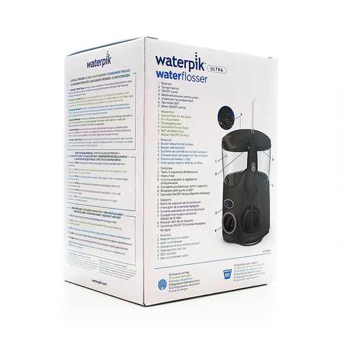 WATERPIK WF-112 Ultra Black Irygator stacjonarny z płynną regulacją ciśnienia wody + 6 końcówek