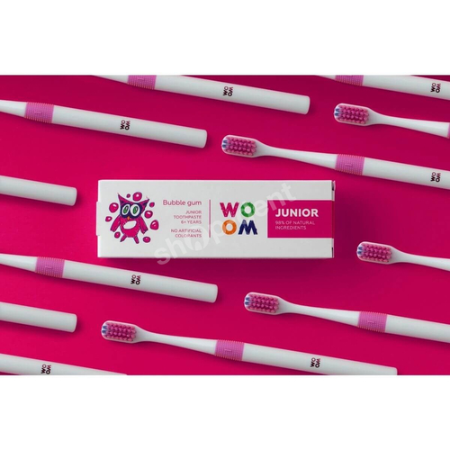 WOOM Junior Bubble Gum Naturalna pasta do zębów dla dzieci 6+ z fluorem o smaku gumy balonowej 50 ml