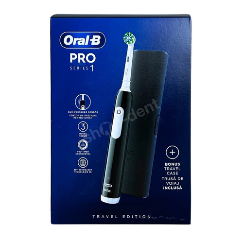 ORAL-B Pro 1 BLACK Cross Action szczoteczka elektryczna z etui podróżnym