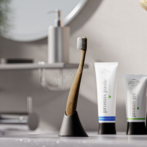 Promis Zestaw 3 szczoteczek manualnych kolor wood i podwójny stojak