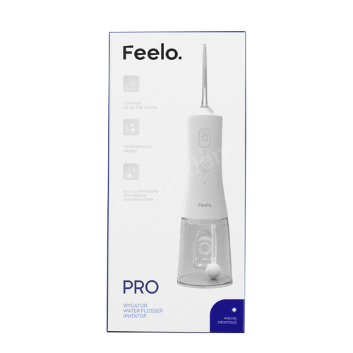 Zestaw Feelo PRO White Irygator bezprzewodowy do zębów i płyn do odkamieniania irygatorów