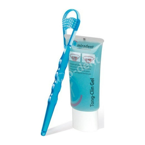 Miradent Tong-Clin Set - Zestaw do czyszczenia języka: Żel i Szczoteczka do języka