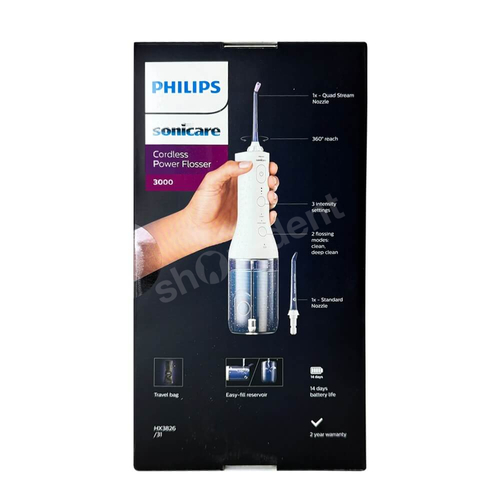 PHILIPS SONICARE HX3826/31 Power Flosser 3000 WHITE Irygator do zębów bezprzewodowy