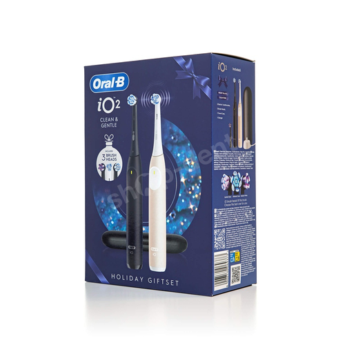Oral-B iO 2 Duo HOLIDAY GIFTSET Night Black/Calm Pink Zestaw dwóch szczoteczek magnetycznych + etui i 3 końcowki