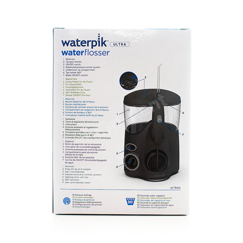 WATERPIK WF-112 Ultra Black Irygator stacjonarny z płynną regulacją ciśnienia wody + 6 końcówek