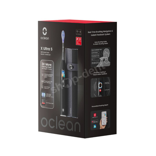 Oclean X Ultra Set Black Szczoteczka soniczna z zestawem 3 końcówek i etui podróżnym