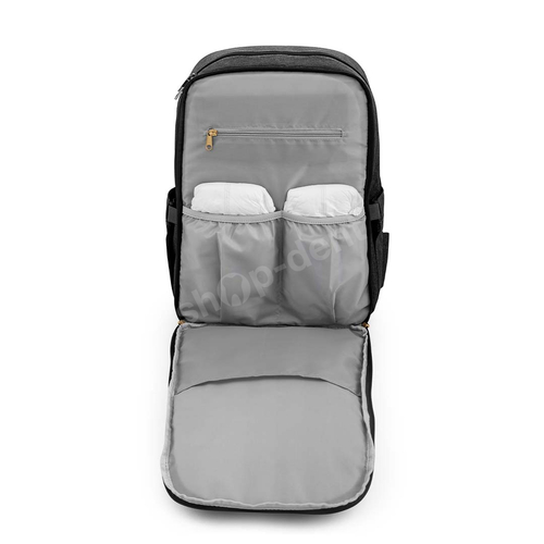 Feelo Mom Backpack Black plecak dla mamy z matą do przewijania do wózka czarny