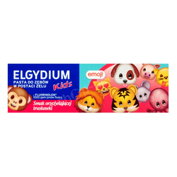 Elgydium EMOJI Kids Orzeźwiająca truskawka Pasta do zębów dla dzieci z kompleksem Fluorinol Protect+ (3-6 lat) 50 ml