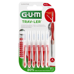 GUM TRAV-LER szczoteczki międzyzębowe 0,8 mm czerwone 6 sztuk