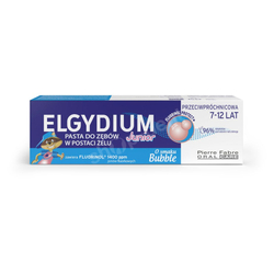 ELGYDIUM Junior Bubble Pasta do zębów dla dzieci 7-12 lat o smaku gumy balonowej z kompleksem Fluorinol Protect+ 50 ml