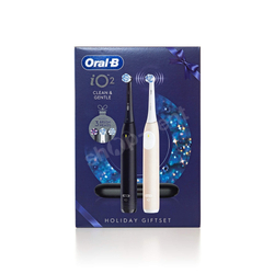Oral-B iO 2 Duo HOLIDAY GIFTSET Night Black/Calm Pink Zestaw dwóch szczoteczek magnetycznych + etui i 3 końcowki
