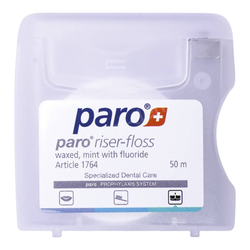 Paro Riser-Floss - Woskowana miętowa nić dentystyczna pęczniejąca z fluorem 50 m