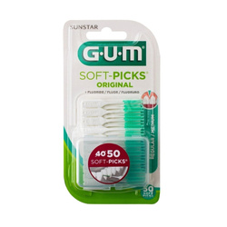 Sunstar GUM Soft-Picks Original Regular/Medium 632 - Elastyczne wykałaczki z delikatną, gumową końcówką 50 sztuk
