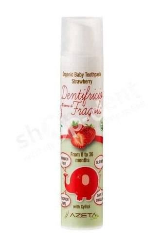 Azeta Bio Organiczna truskawkowa pasta do zębów dla dzieci w wieku 0-3 lat 50ml [OSTATNIE SZTUKI]