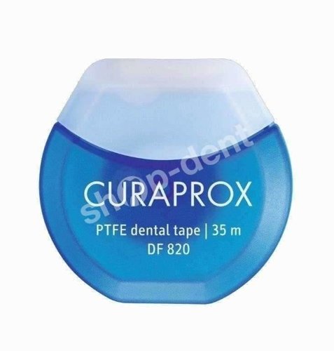 CURAPROX DF 820 PTFE Floss Tape - Teflonowa, miętowa taśma dentystyczna nasączona chlorheksydyną 35m