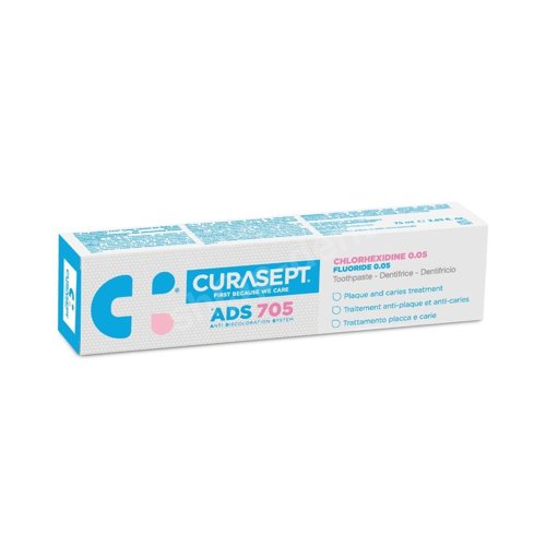 CURASEPT ADS 705 - Pasta do zębów w żelu z chlorheksydyną 0.05% i dodatkiem fluoru 75ml