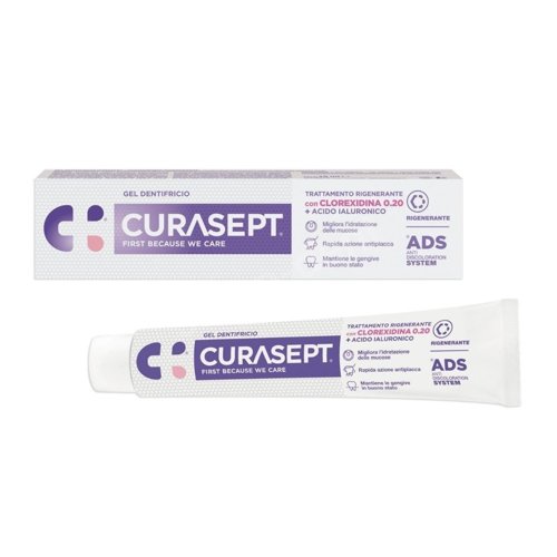 CURASEPT ADS720 Regenerative Kwas hialuronowy - Pasta do zębów z chlorheksydyną na dziąsła regenerująca 75 ml