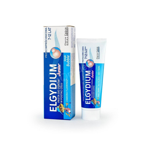 ELGYDIUM Junior - Pasta do zębów o smaku gumy do żucia dla dzieci w wieku 7-12 lat 50 ml