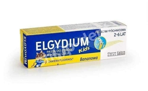 Elgydium KIDS bananowa pasta do zębów dla dzieci z fluorem 2-6 lat 50 ml