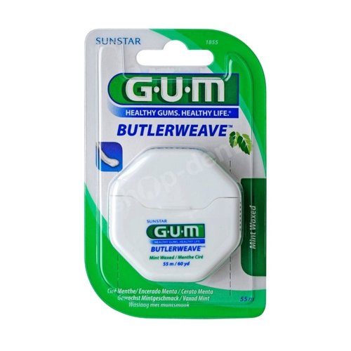 GUM Butlerweave 1855 - płaska, woskowana i miętowa nić dentystyczna 55m
