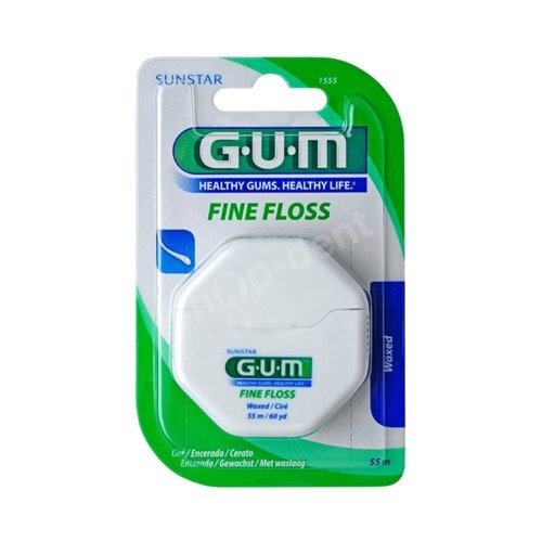 GUM Fine Floss 1555 - tradycyjna, cienka, woskowana nić dentystyczna 55m