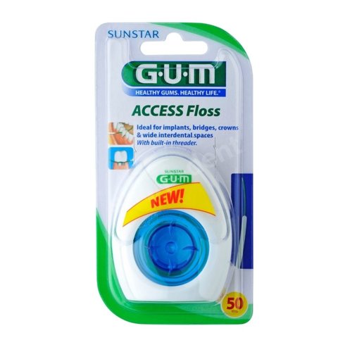 GUM Sunstar Butler Access Floss (3200) - Nić dentystyczna do mostów, implantów, koron i aparatów ortodontycznych 50 odcinków