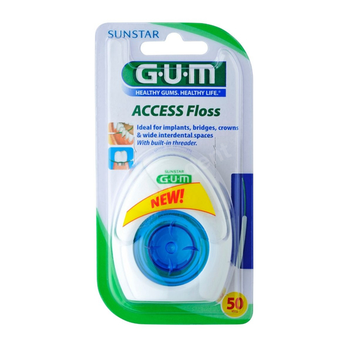 GUM Sunstar Butler Access Floss (3200) - Nić dentystyczna do mostów, implantów, koron i aparatów ortodontycznych 50 odcinków