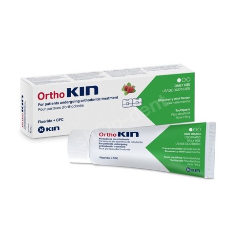 KIN OrthoKin Strawberry Mint - Pasta dla osób noszących aparat ortodontyczny  75 ml