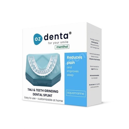 OzDenta Aquamarine szyna relaksacyjna na bruksizm przeciw zgrzytaniu zębami. 2 nakładki + pudełko