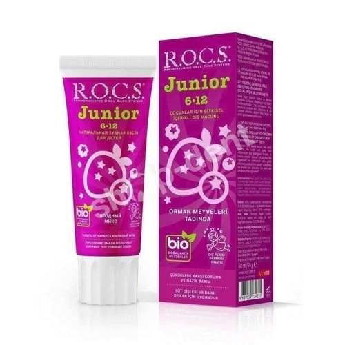 ROCS BIO Junior Berry MIX (Mieszanka Jagód) - pasta do zębów dla dzieci bez fluoru 6-12 lat - 60 ml