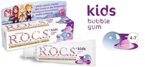 ROCS KIDS Bubble gum - Pasta dla dzieci w wieku 4-7 lat o smaku gumy balonowej 35 ml