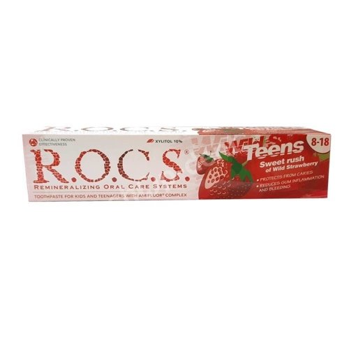 ROCS Teens Wild Strawberry - Pasta dla dzieci w wieku 8-18 lat o smaku poziomki 60 ml